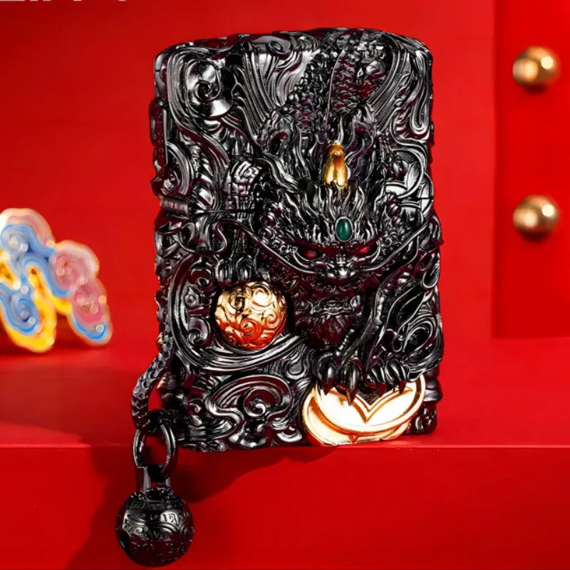 Hand Carved Pixiu Kerosen Lighter Windproof, Non Stick, Agile Lighters Smoking for Men As A Collection Gift Gadgets for Men